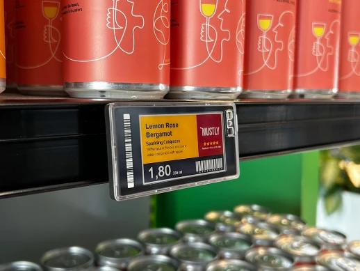 E-ink electronic shelf labels showing real-time digital pricing on retail store shelves